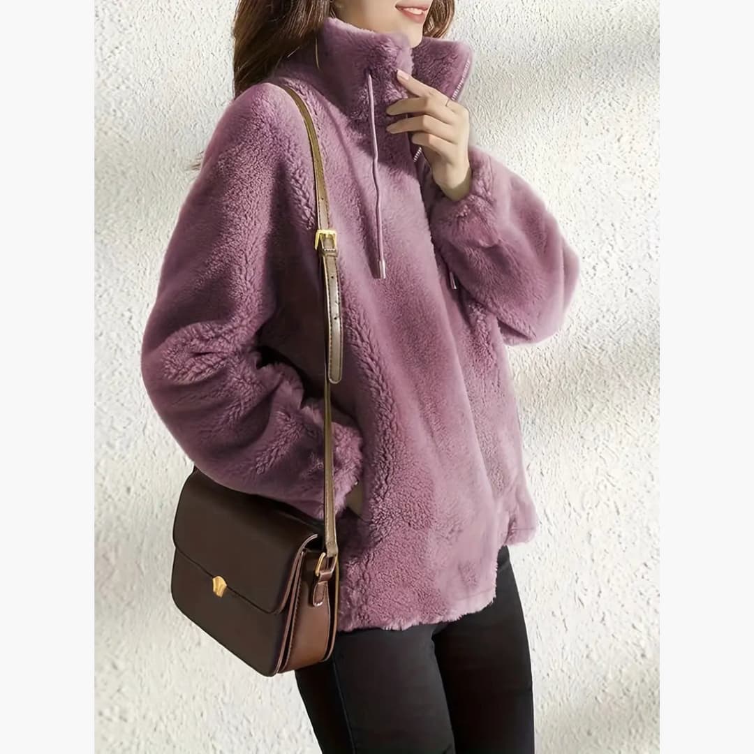 Giacca da donna con cappotto Teddy con cerniera, calda e casual