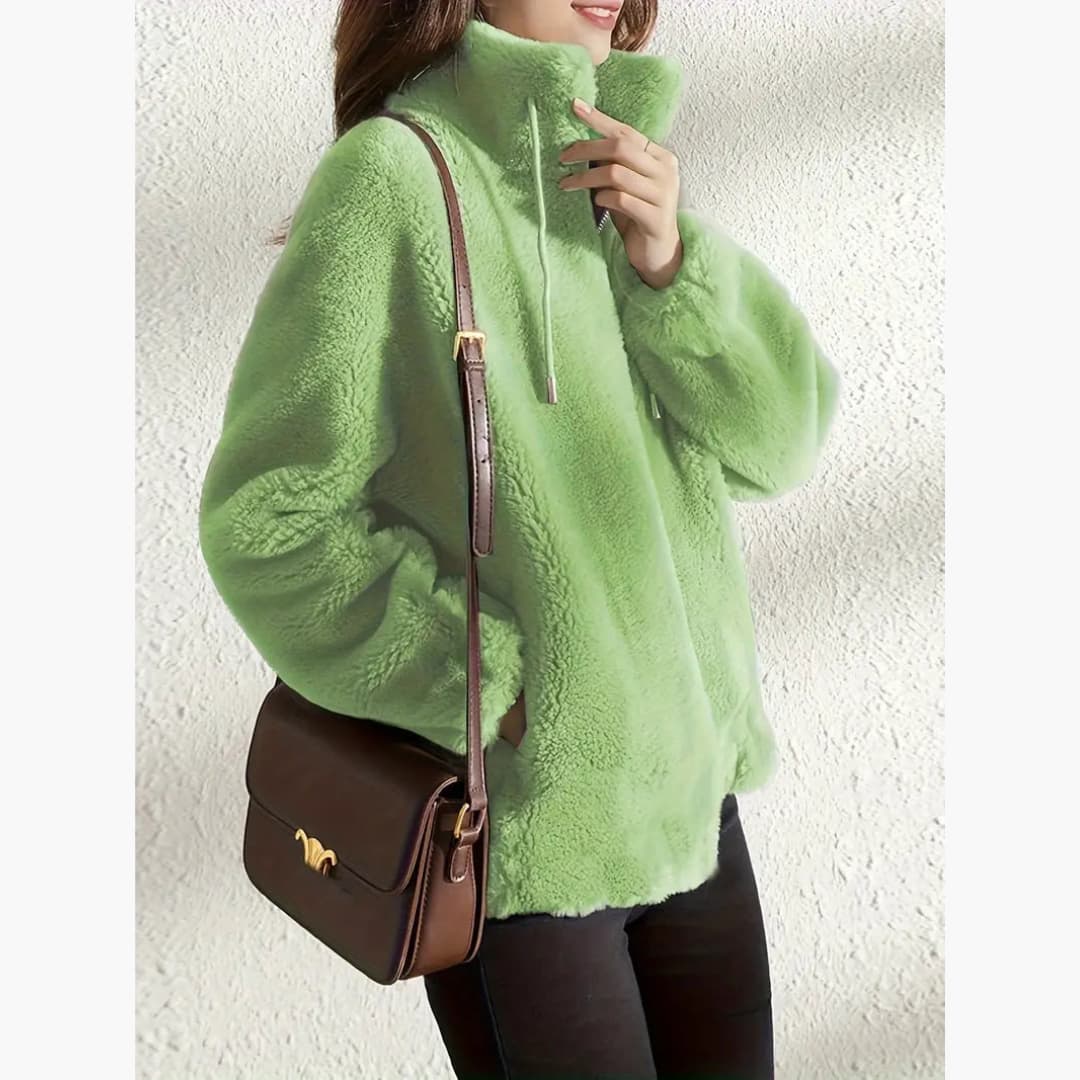 Giacca da donna con cappotto Teddy con cerniera, calda e casual