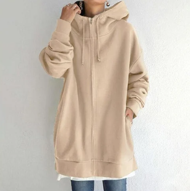 Comoda felpa con cappuccio oversize con zip da donna
