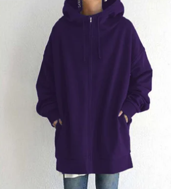 Comoda felpa con cappuccio oversize con zip da donna