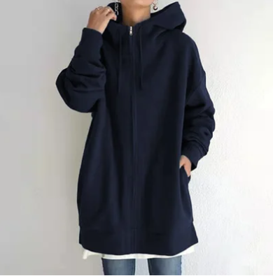 Comoda felpa con cappuccio oversize con zip da donna
