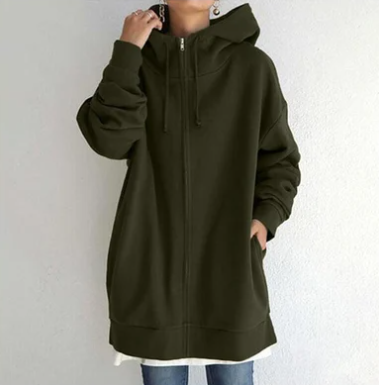 Comoda felpa con cappuccio oversize con zip da donna