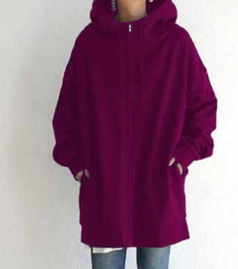 Comoda felpa con cappuccio oversize con zip da donna