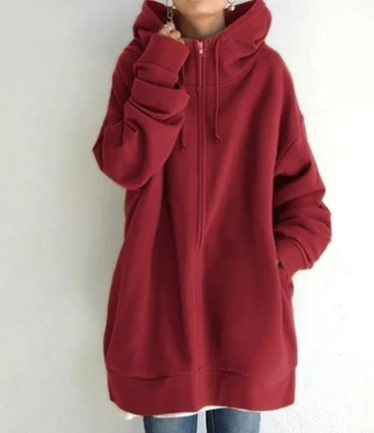 Comoda felpa con cappuccio oversize con zip da donna