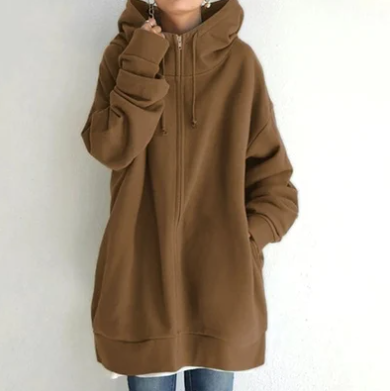 Comoda felpa con cappuccio oversize con zip da donna