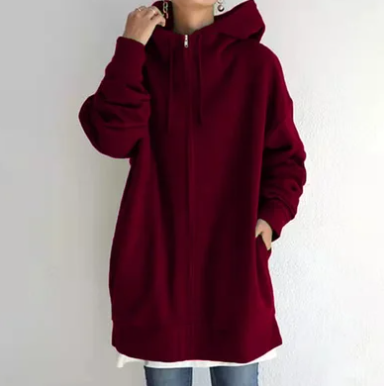Comoda felpa con cappuccio oversize con zip da donna