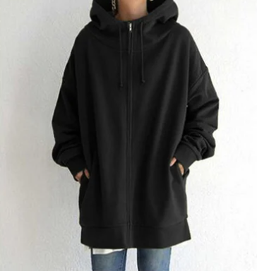 Comoda felpa con cappuccio oversize con zip da donna
