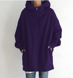 Comoda felpa con cappuccio oversize con zip da donna