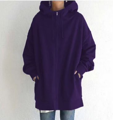 Comoda felpa con cappuccio oversize con zip da donna