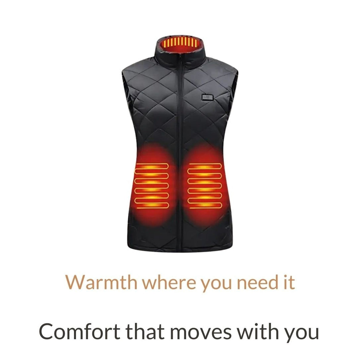 Gilet riscaldato da donna con vestibilità slim trapuntata elettrica alimentata a batteria ricaricabile tramite USB