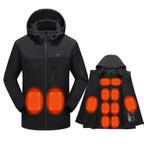 Giacca riscaldata da donna con cappuccio Softshell con zip intera Cavo di alimentazione USB regolabile