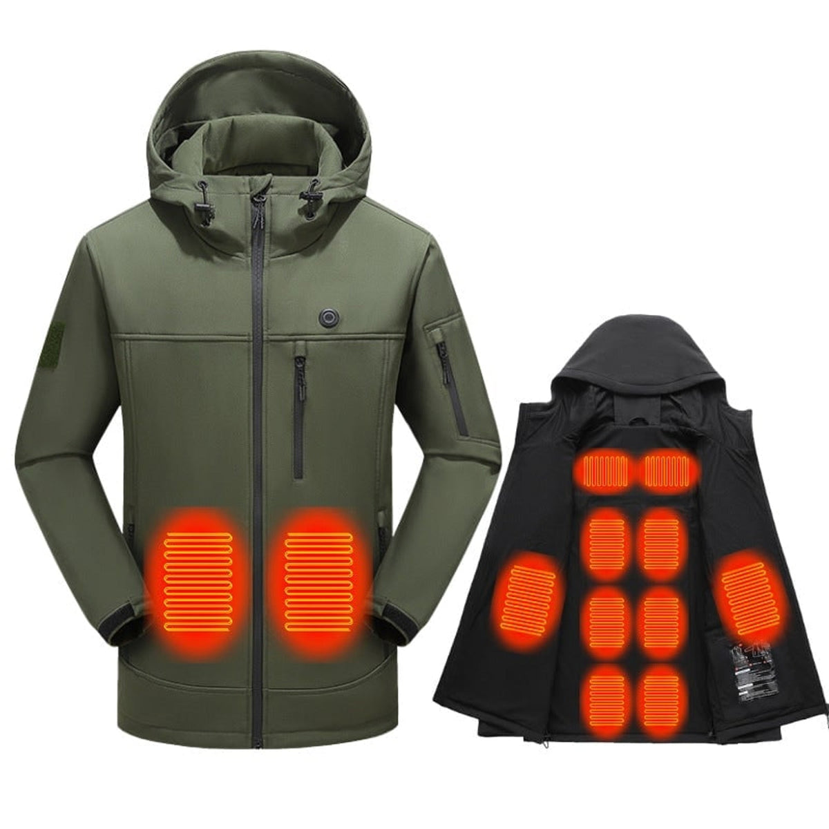 Giacca riscaldata da donna con cappuccio Softshell con zip intera Cavo di alimentazione USB regolabile