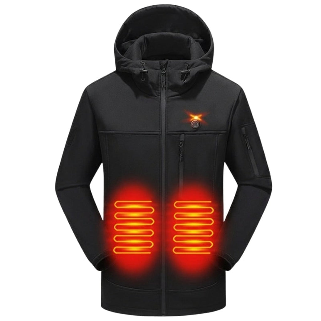 Giacca riscaldata da donna con cappuccio Softshell con zip intera Cavo di alimentazione USB regolabile
