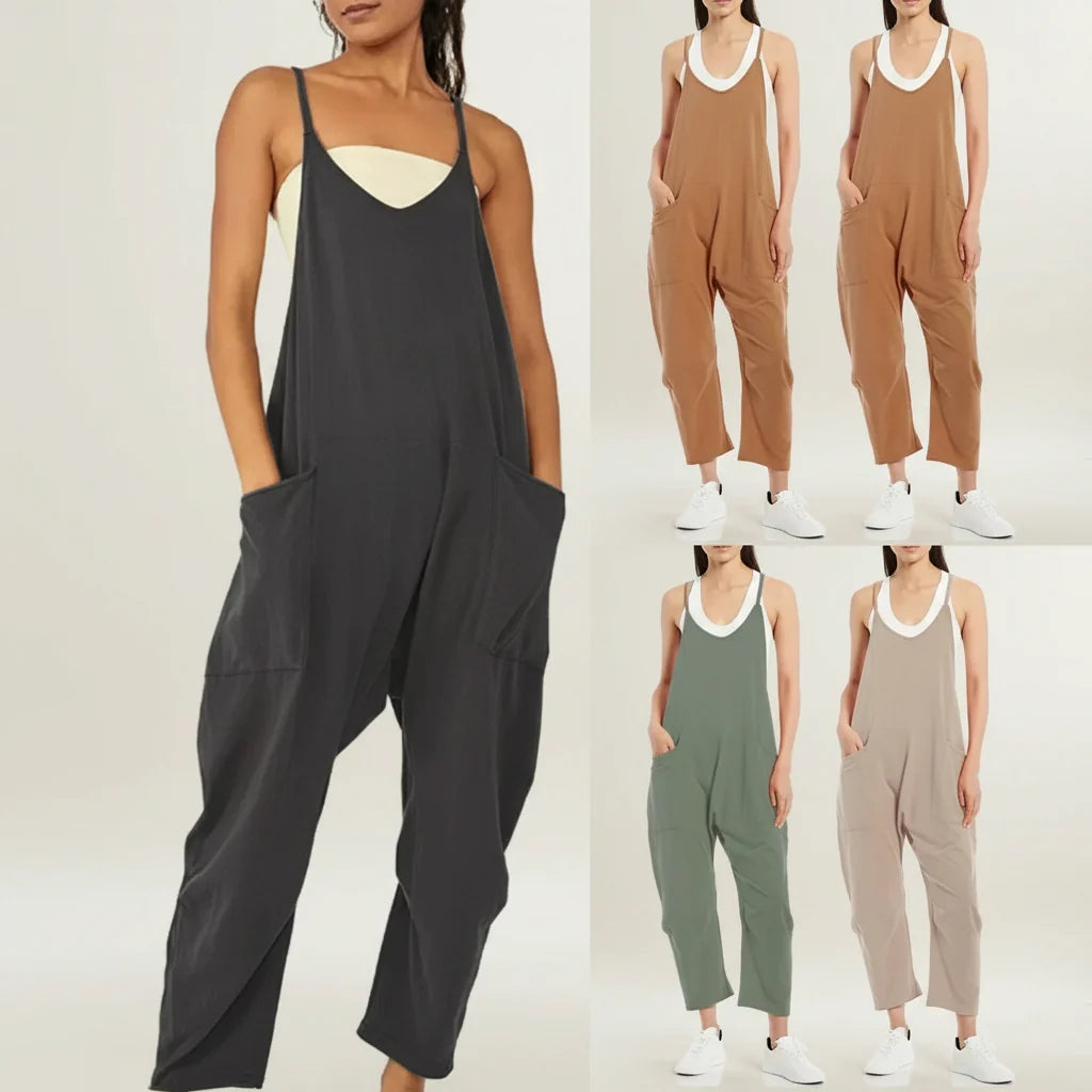 Damen Jumpsuit Einfarbig Complessivo Langarm Freizeit