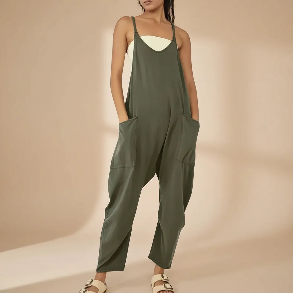 Damen Jumpsuit Einfarbig Complessivo Langarm Freizeit
