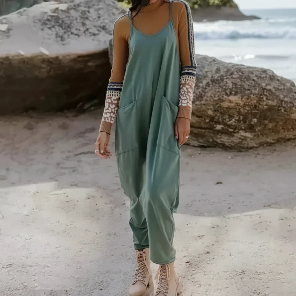 Damen Jumpsuit Einfarbig Complessivo Langarm Freizeit