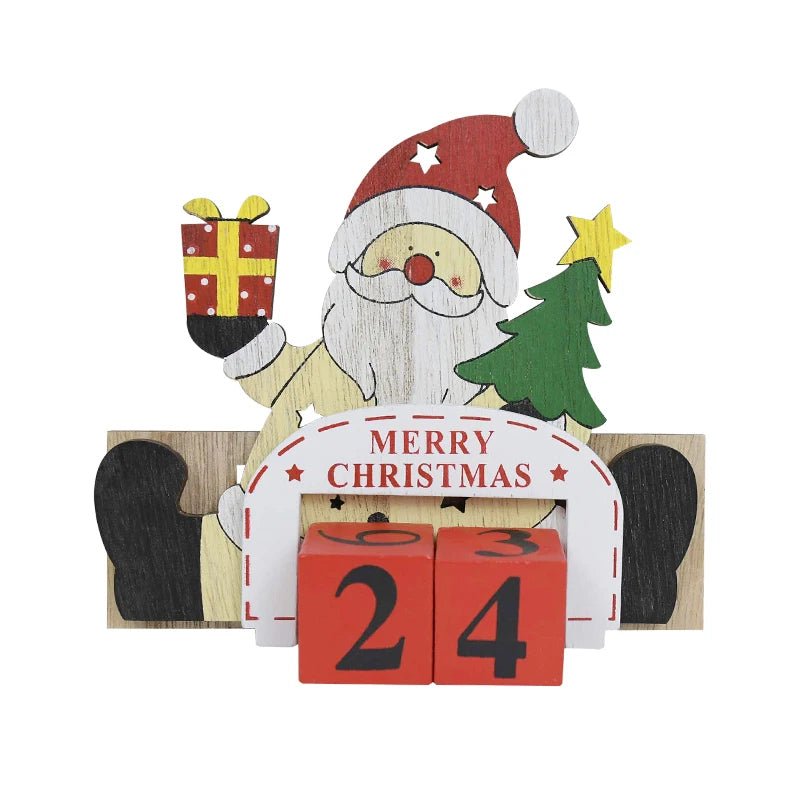Calendario per il conto alla rovescia di Natale dipinto in legno | Decorazioni festive per la casa di Natale e regalo per il conto alla rovescia di Capodanno
