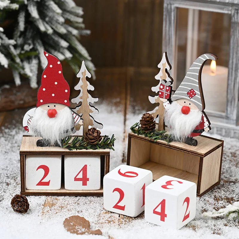 Calendario per il conto alla rovescia di Natale dipinto in legno | Decorazioni festive per la casa di Natale e regalo per il conto alla rovescia di Capodanno