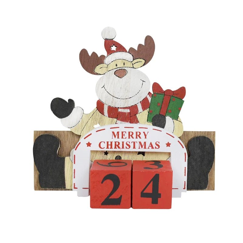 Calendario per il conto alla rovescia di Natale dipinto in legno | Decorazioni festive per la casa di Natale e regalo per il conto alla rovescia di Capodanno