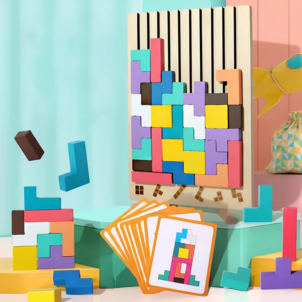 Puzzle educativo per bambini in legno Tetris