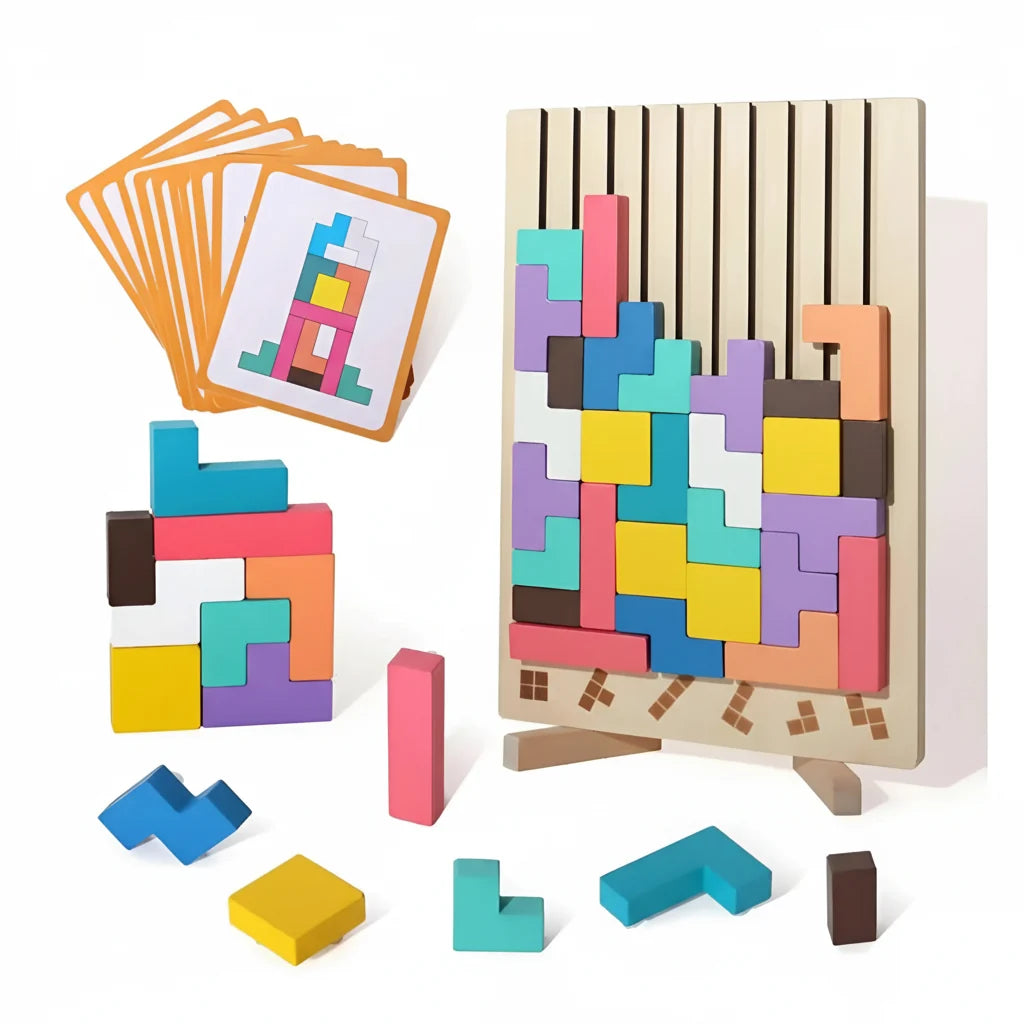 Puzzle educativo per bambini in legno Tetris