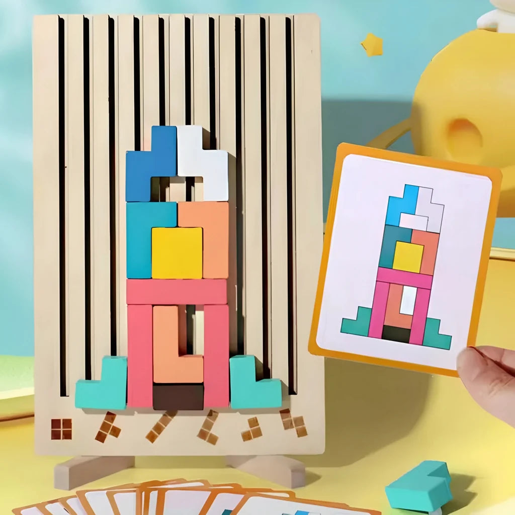 Puzzle educativo per bambini in legno Tetris