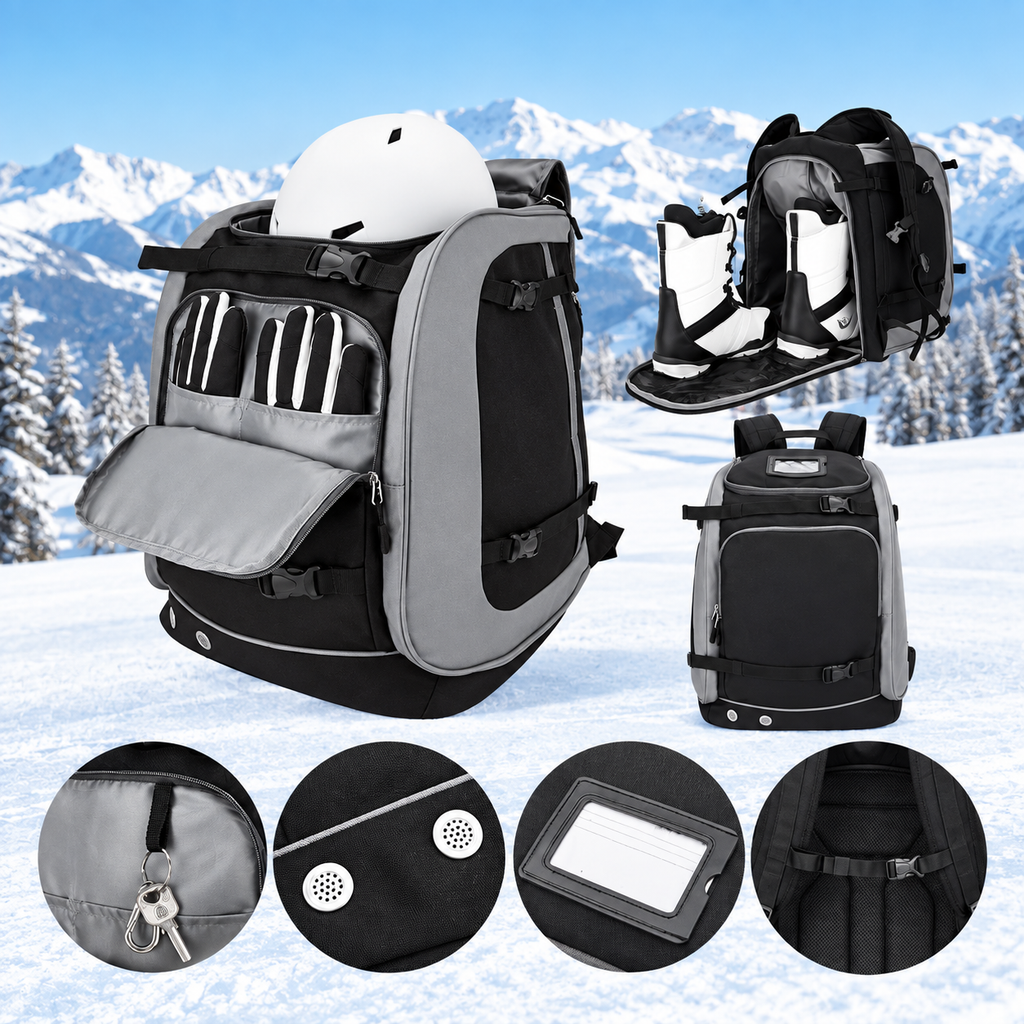 Zaino da sci 65L | Borsa per scarponi da sci con scomparto per casco e scomparto per maschera | Tessuto Oxford, spallacc