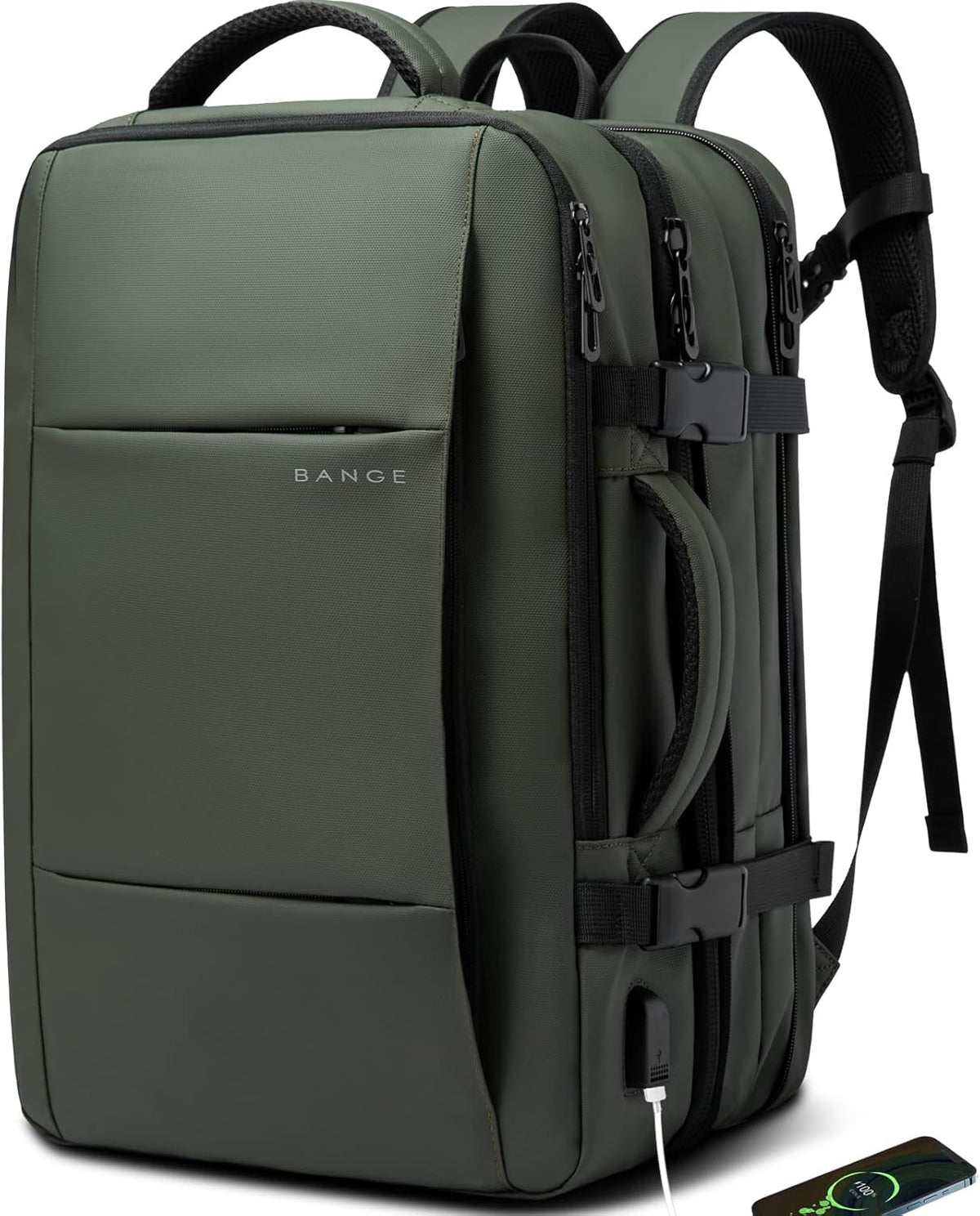 Zaino da viaggio impermeabile espandibile 26–45L con scomparto laptop e modalità borsone