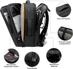 Zaino da viaggio impermeabile espandibile 26–45L con scomparto laptop e modalità borsone