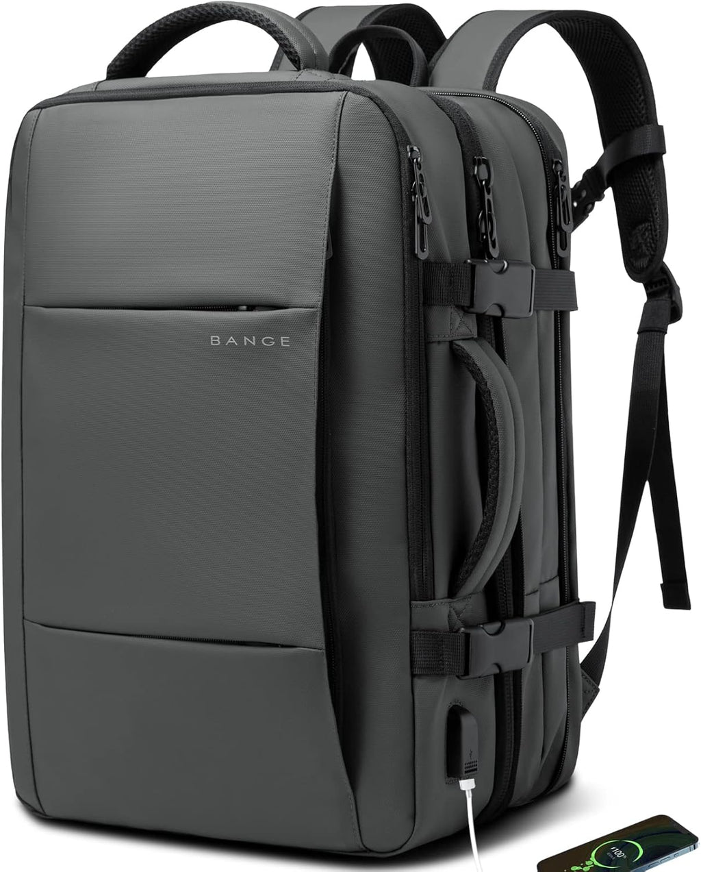 Zaino da viaggio impermeabile espandibile 26–45L con scomparto laptop e modalità borsone