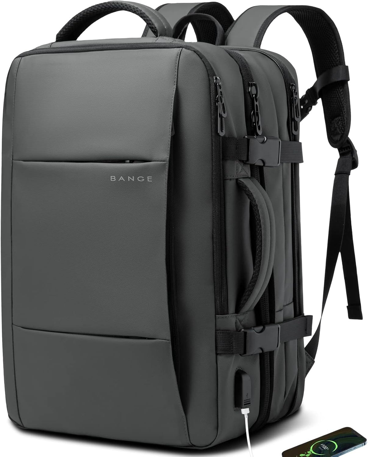 Zaino da viaggio impermeabile espandibile 26–45L con scomparto laptop e modalità borsone