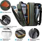 Zaino da viaggio impermeabile espandibile 26–45L con scomparto laptop e modalità borsone