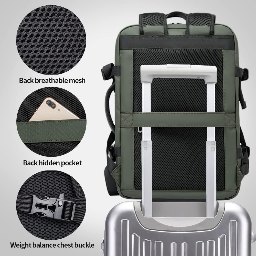 Zaino da viaggio impermeabile espandibile 26–45L con scomparto laptop e modalità borsone