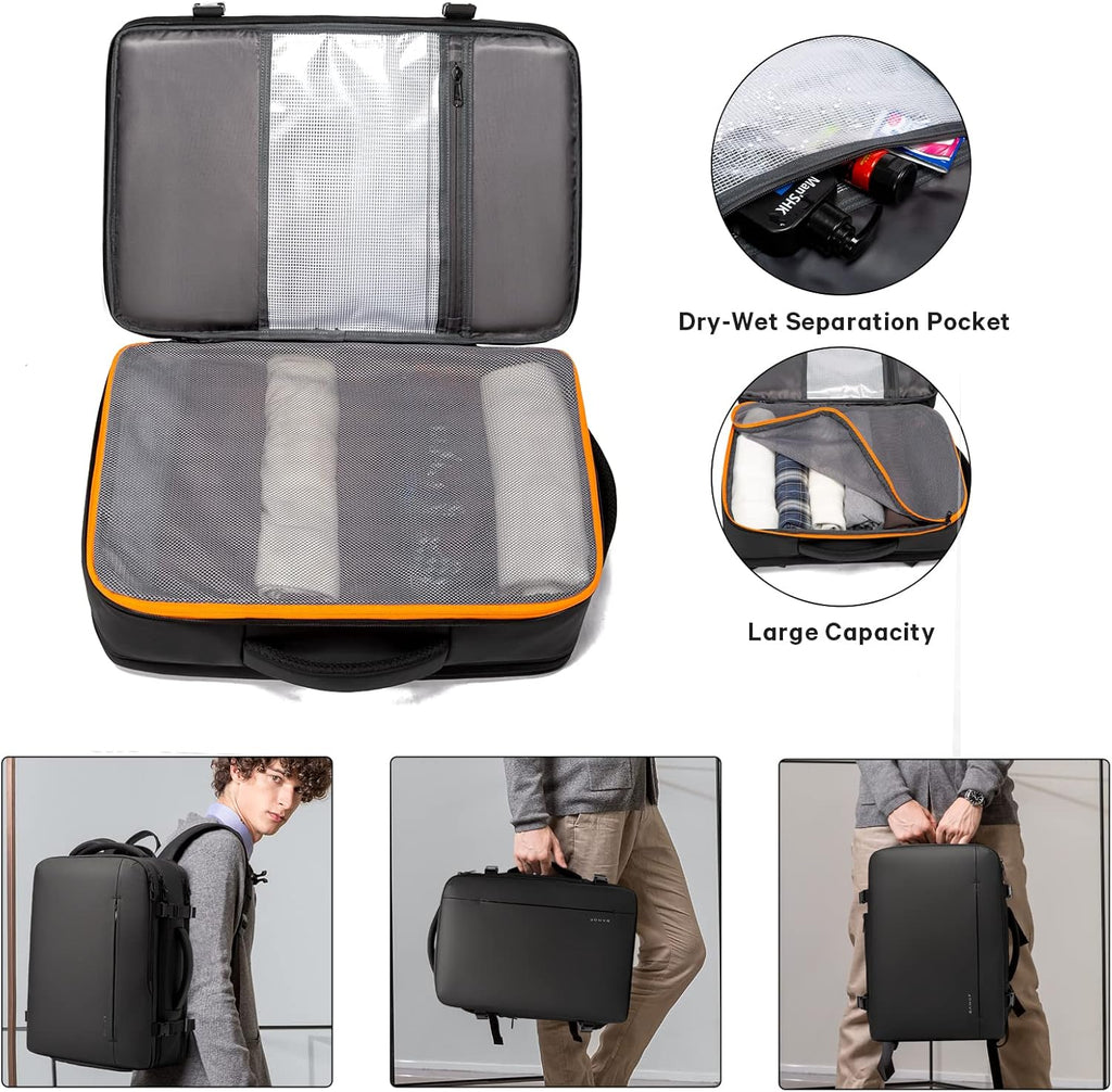 Zaino da viaggio impermeabile espandibile 26–45L con scomparto laptop e modalità borsone